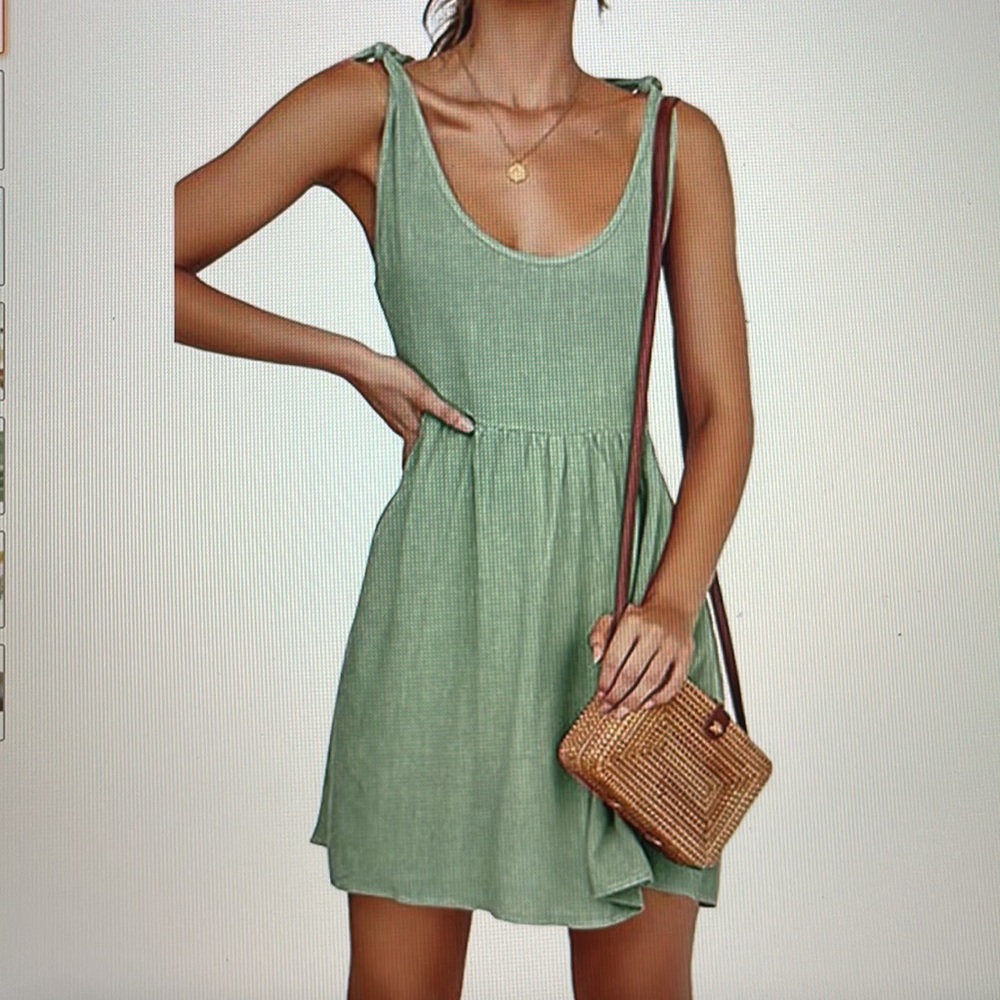 Green Shoulder Tie Dress
